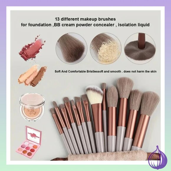 MAKE UP BRUSH SET - TAUPE - BROWN - 15 PIECES - SHIPS QUICKLY - Picture 4 of 6